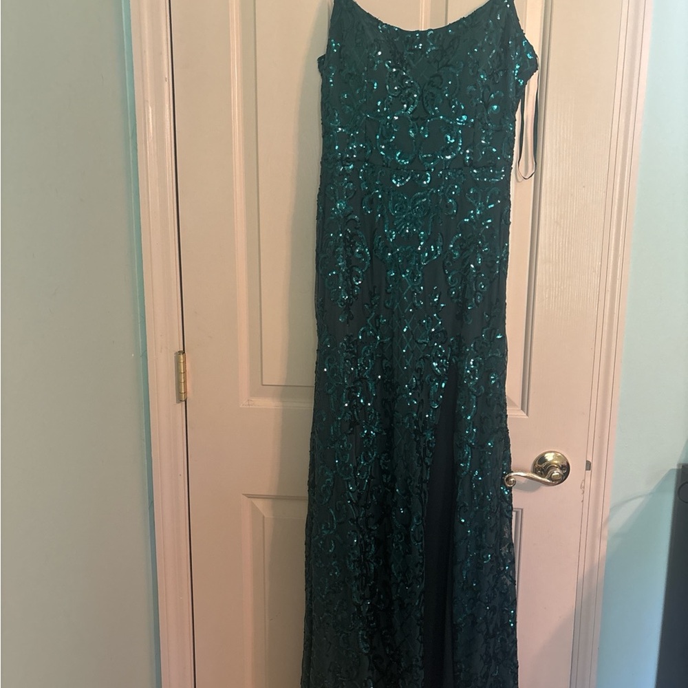 Elegant Teal Sequin Gown